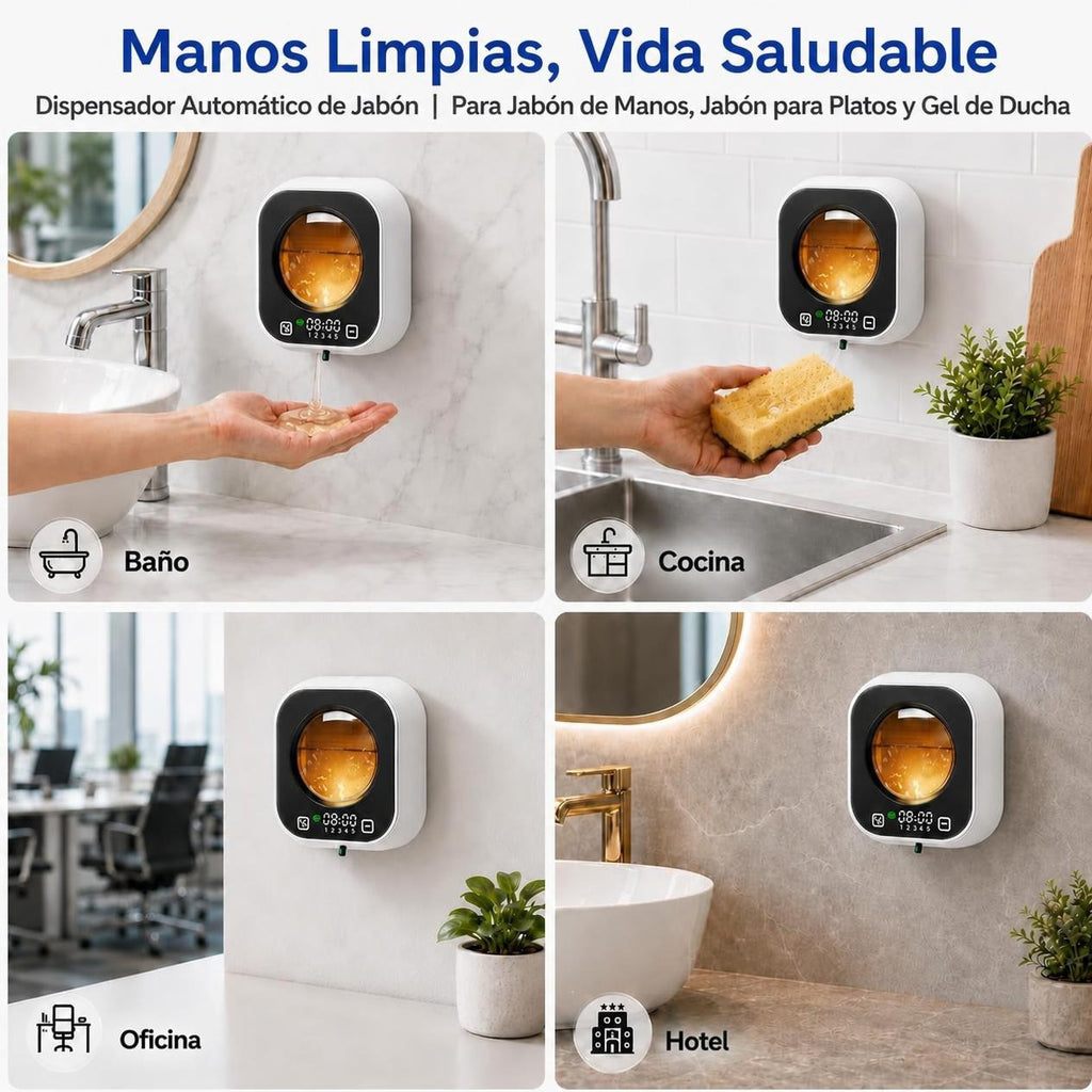 Dispensador de Jabón Automático sin Contacto | Recargable con Luz Ambiental
