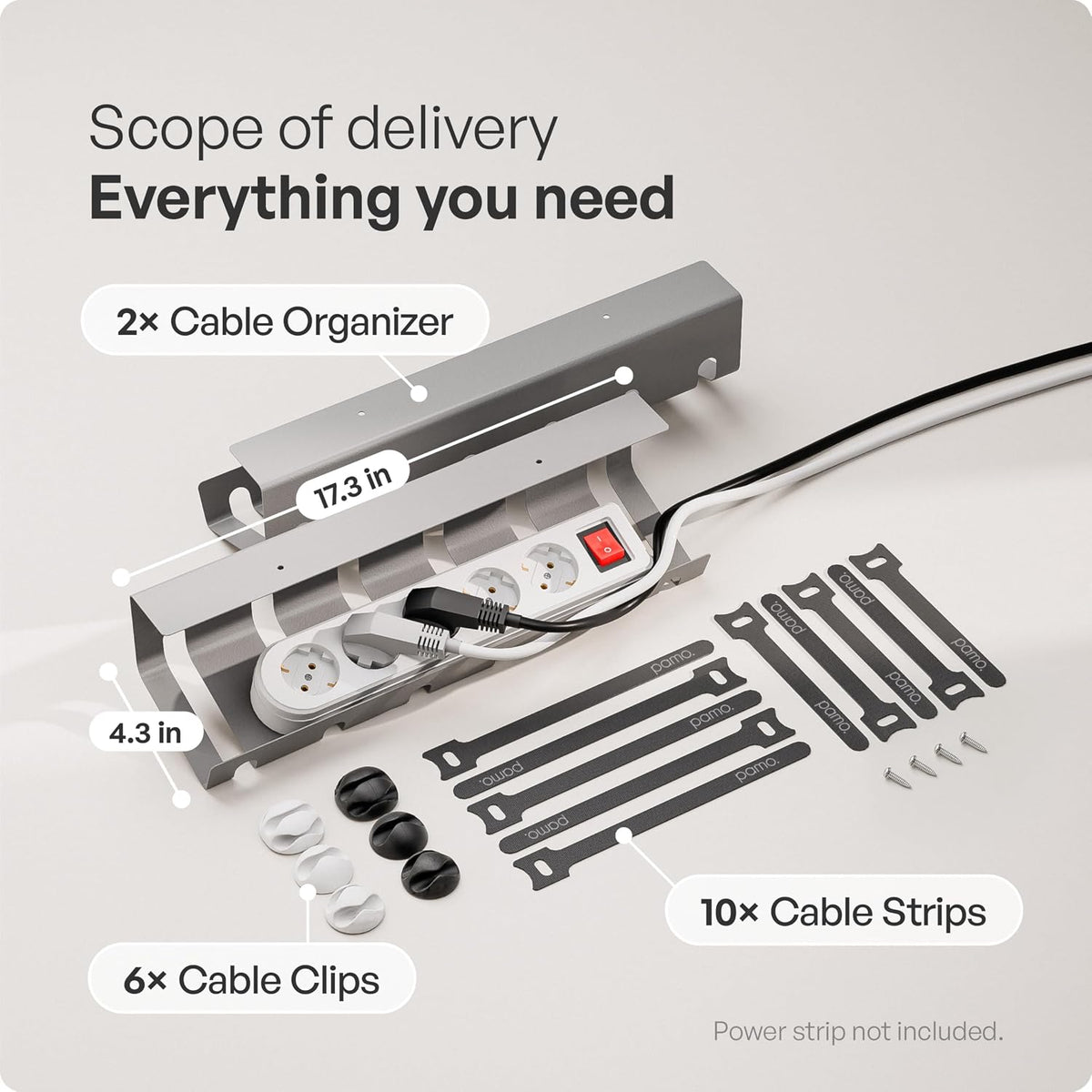 Cable Management under Desk, Set of 2 - Grey/Silver