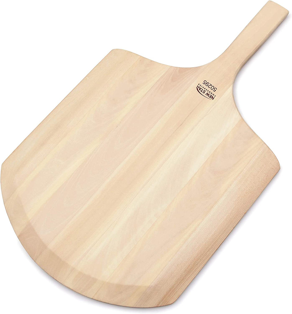 50295 Restaurant-Grade Wooden Pizza Peel, 16" L X 14" W Plate, with 8" L Wooden Handle, 24" Overall Length