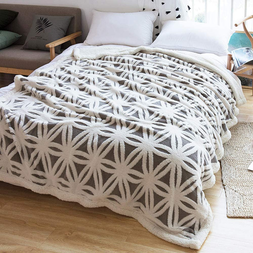 Sherpa Fleece Blanket Gifts for Mom Dad Cozy Soft Throw Blanket for Women Men Birthday Gifts Dual Sided Couch Sofa Bed Blanket (Grey, 71''X 80'')