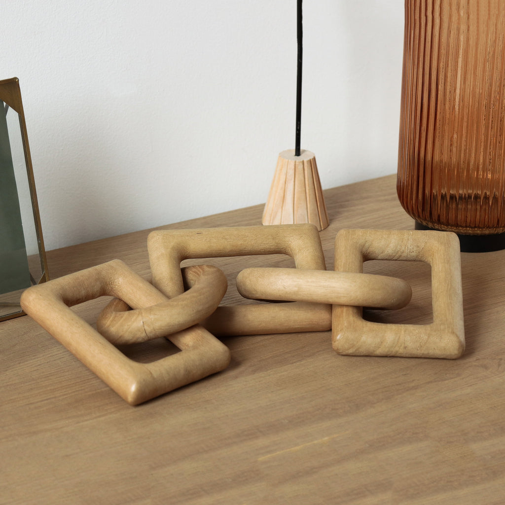 Stunning Light Tan Wood Links - Art Deco Tabletop Decor for a Chic Home Style