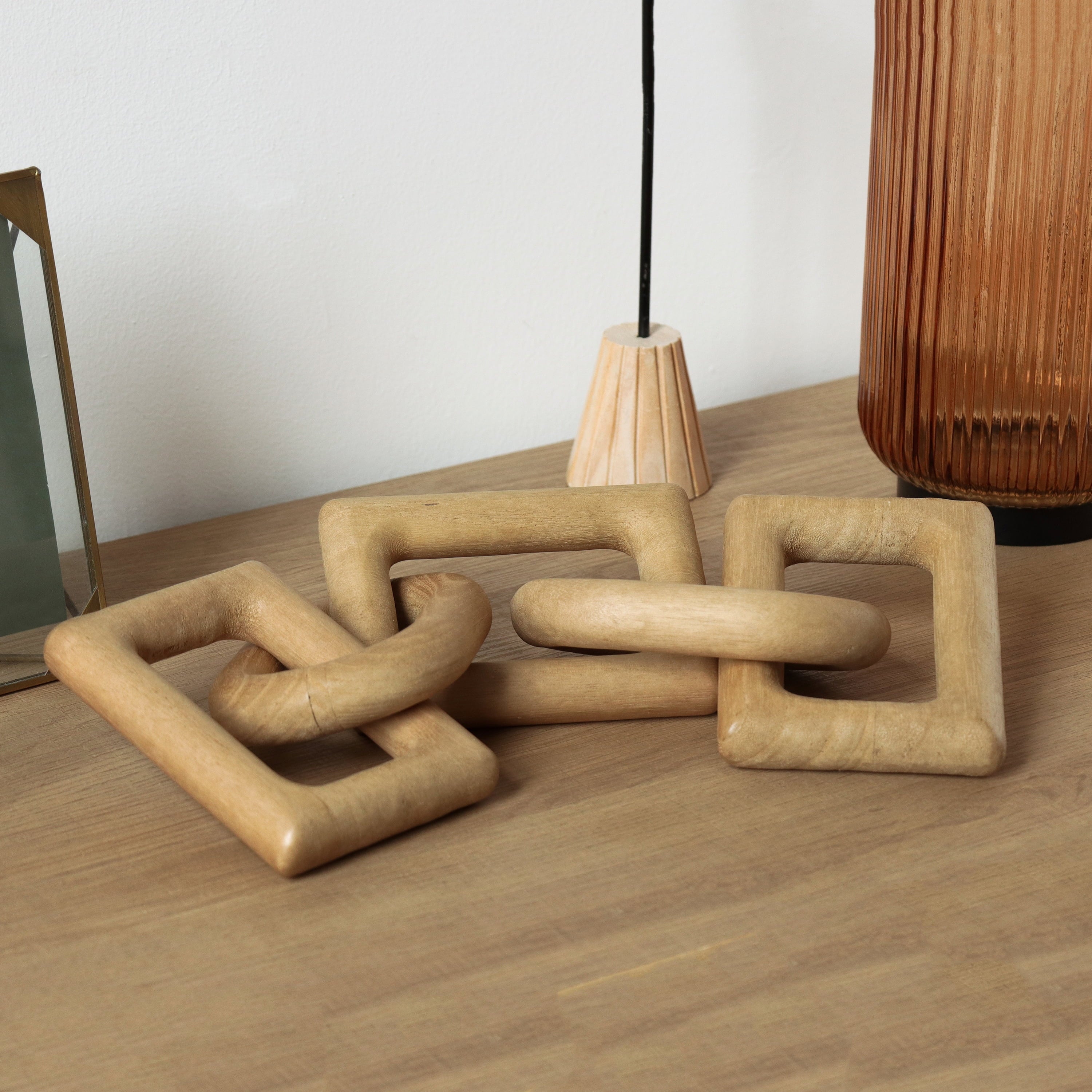Stunning Light Tan Wood Links - Art Deco Tabletop Decor for a Chic Home Style