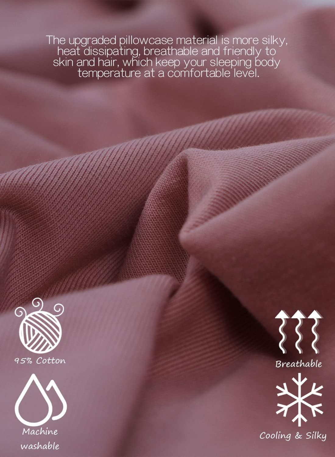 Cooling Pregnancy Pillow, Maternity Pillow with Soft Cotton Cover, C Shaped for Pregnant Sleeping, Dark Pink