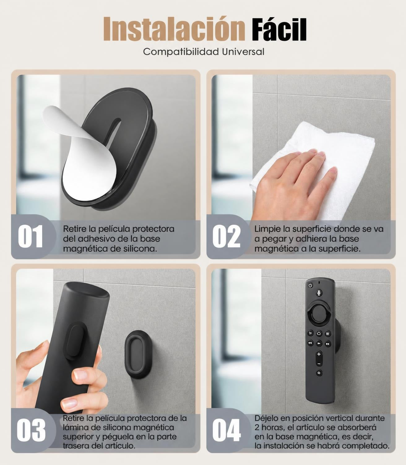 Soporte Magnético para Control Remoto y TV | Pack de 5 | Negro