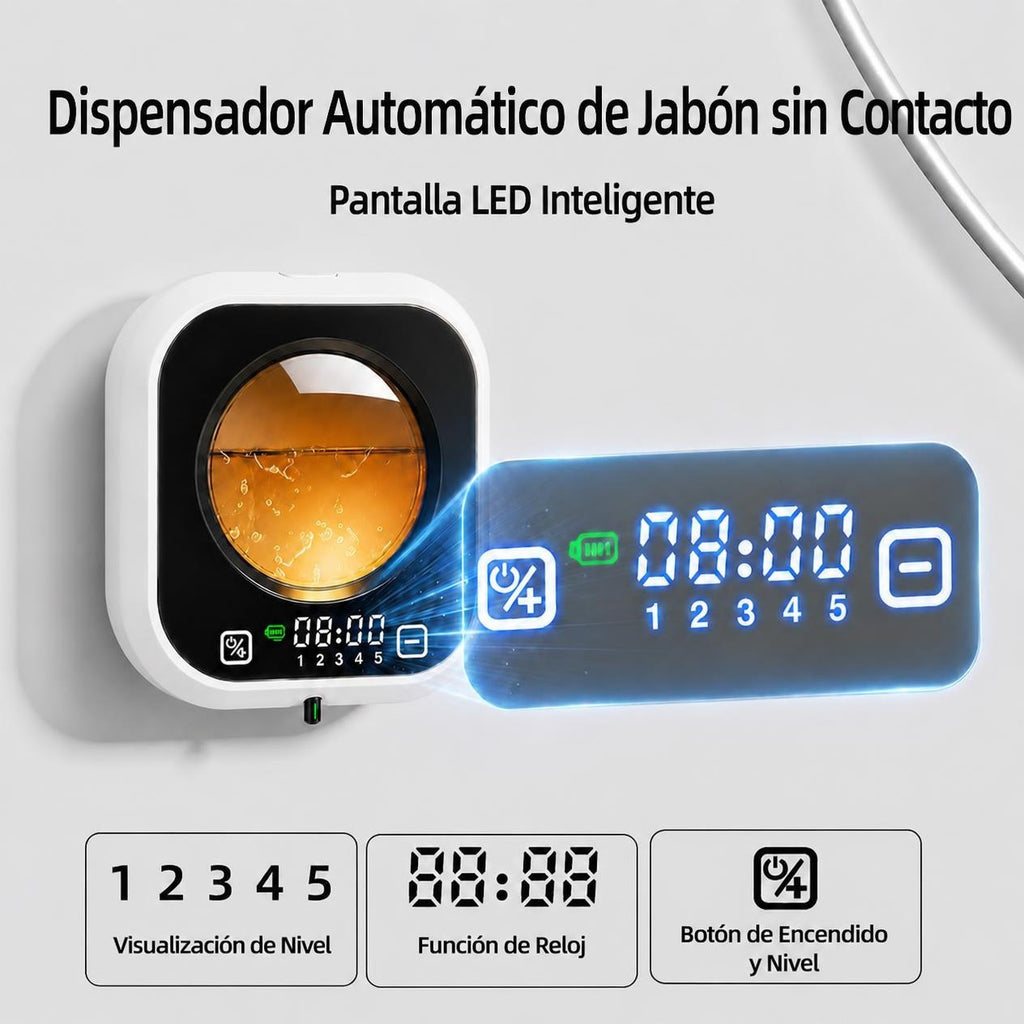 Dispensador de Jabón Automático sin Contacto | Recargable con Luz Ambiental