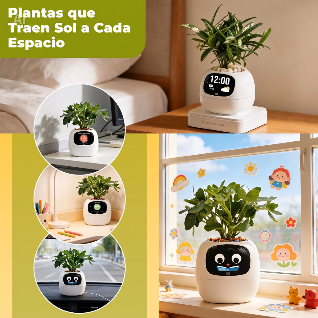 Maceta Inteligente con Pantalla | Auto-riego 80ml | Blanca