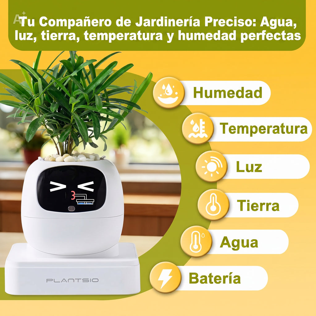 Maceta Inteligente con Pantalla | Auto-riego 80ml | Blanca