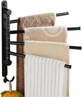 Oil Rubbed Bronze Towel Bars for Bathroom Wall Mounted Swivel Towel Rack Holder with Hooks 4-Arm