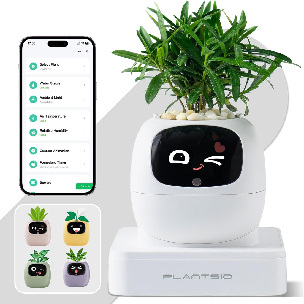 Smart Plant Pot with Screen, 80Ml Self-Watering Planter White