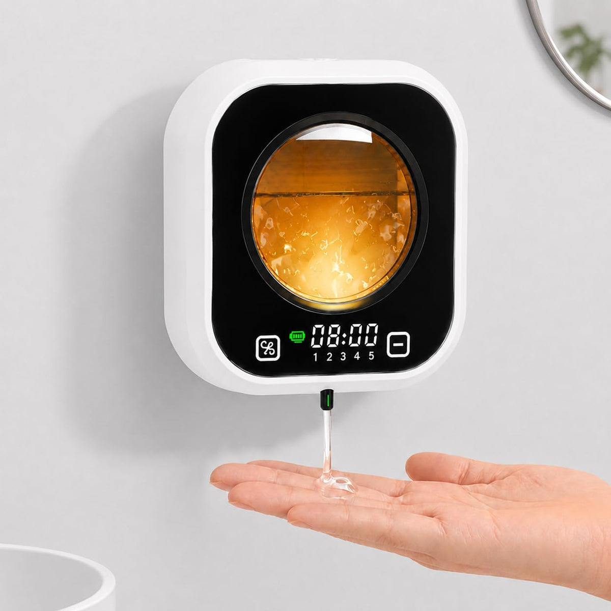 Automatic Soap Dispenser Touchless, Wall Mount, Rechargeable, Mood Lighting