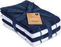 Kitchen Towels Pack of 4, Terry Cotton Dish Towels, Ultra Absorbent, Quick Drying Hand & Tea Towels, Soft Durable Cleaning Cloths with Hanging Loop, 16 X 26 Inch (Navy/Blue)