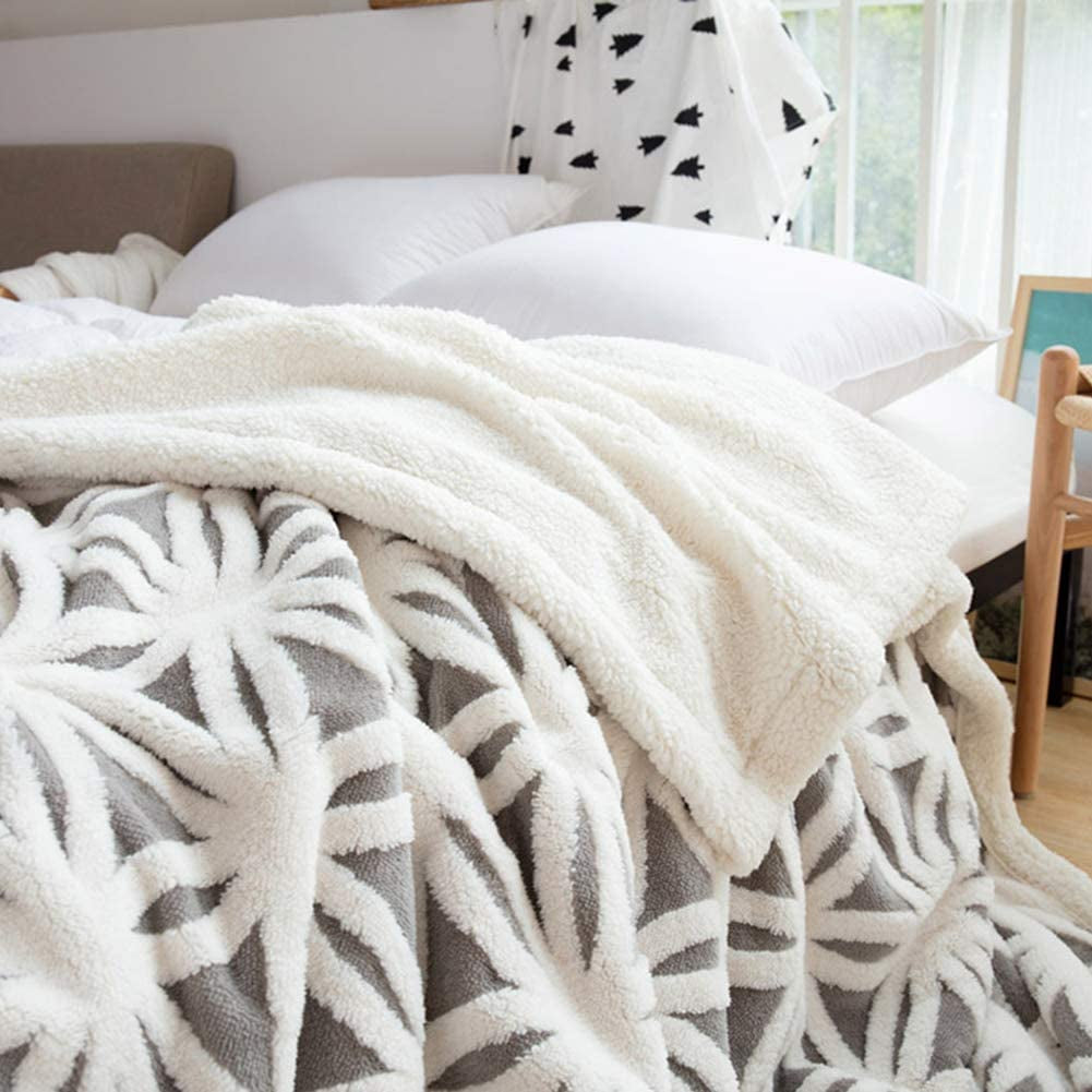 Sherpa Fleece Blanket Gifts for Mom Dad Cozy Soft Throw Blanket for Women Men Birthday Gifts Dual Sided Couch Sofa Bed Blanket (Grey, 71''X 80'')