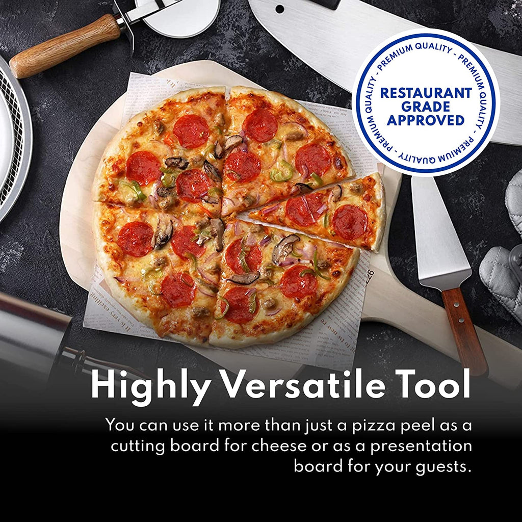 50295 Restaurant-Grade Wooden Pizza Peel, 16" L X 14" W Plate, with 8" L Wooden Handle, 24" Overall Length
