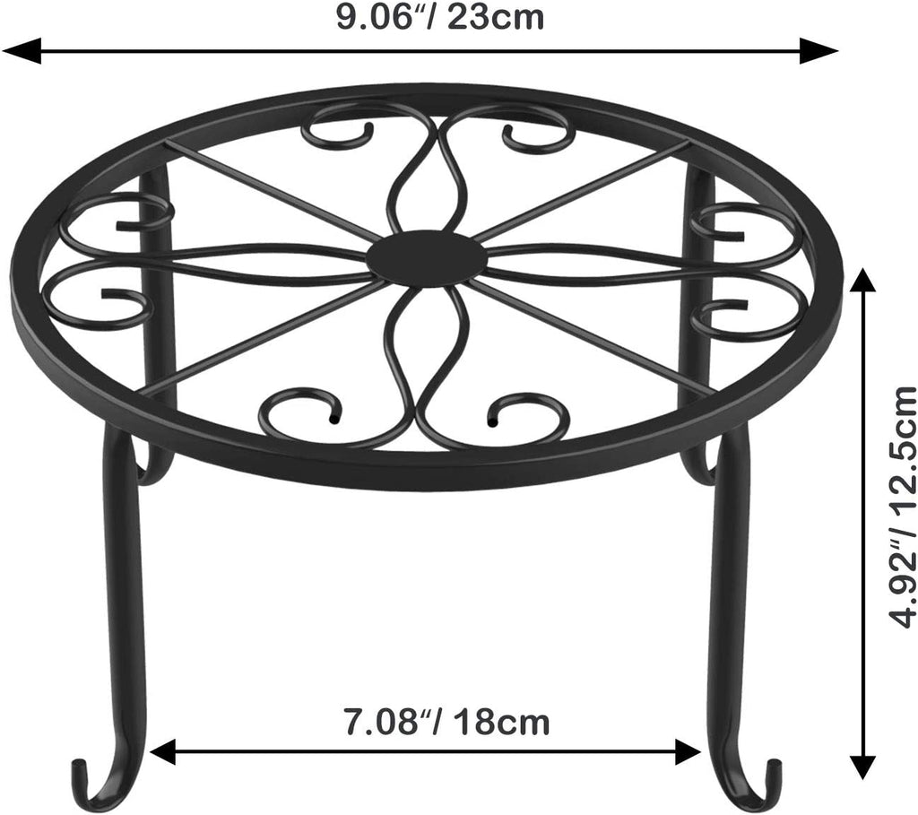 3 Pack Potted Plant Stand | Rustproof round Flowerpot Plant Holder Container Durable Metal Garden Plant Support for Indoor Outdoor, Black