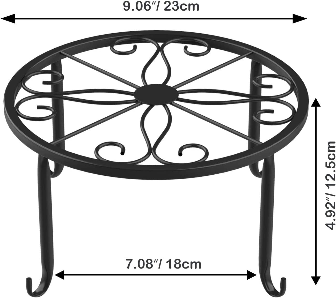 3 Pack Potted Plant Stand | Rustproof round Flowerpot Plant Holder Container Durable Metal Garden Plant Support for Indoor Outdoor, Black